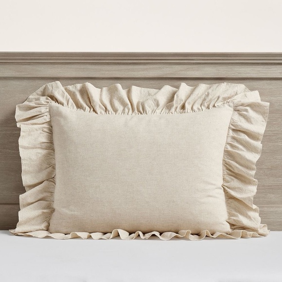 Pottery Barn Linen Cotton Ruffle Duvet Cover Twin - new - with Linen pillow sham - Picture 2 of 7
